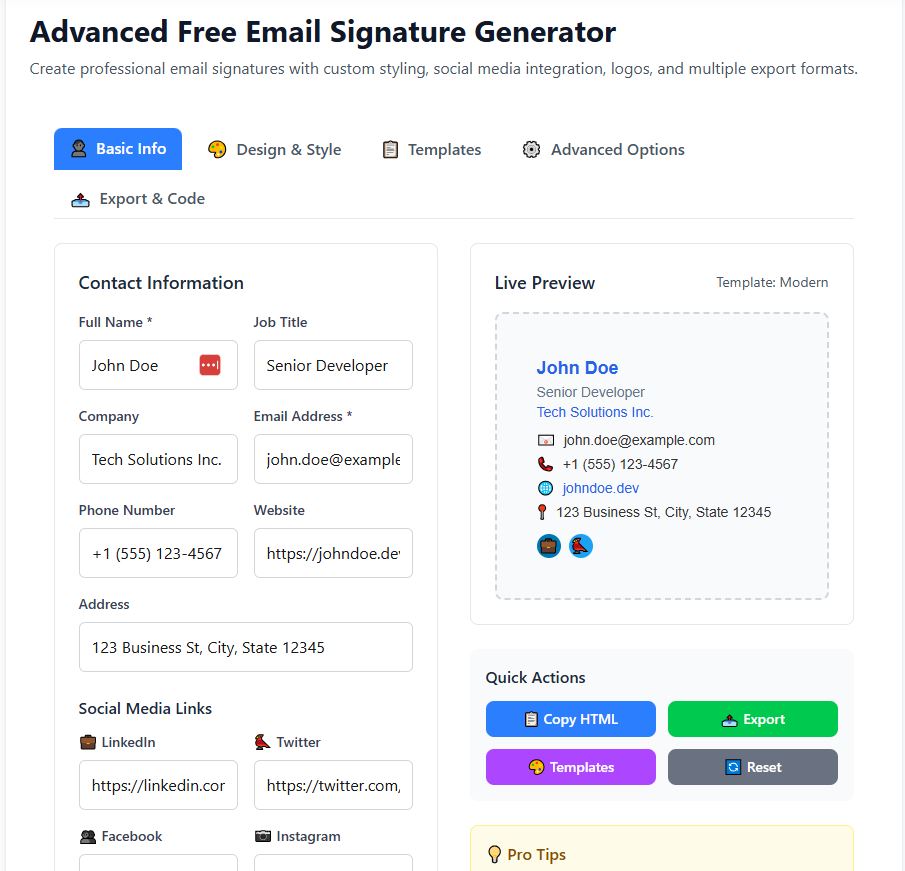Free Email Signature Generator
